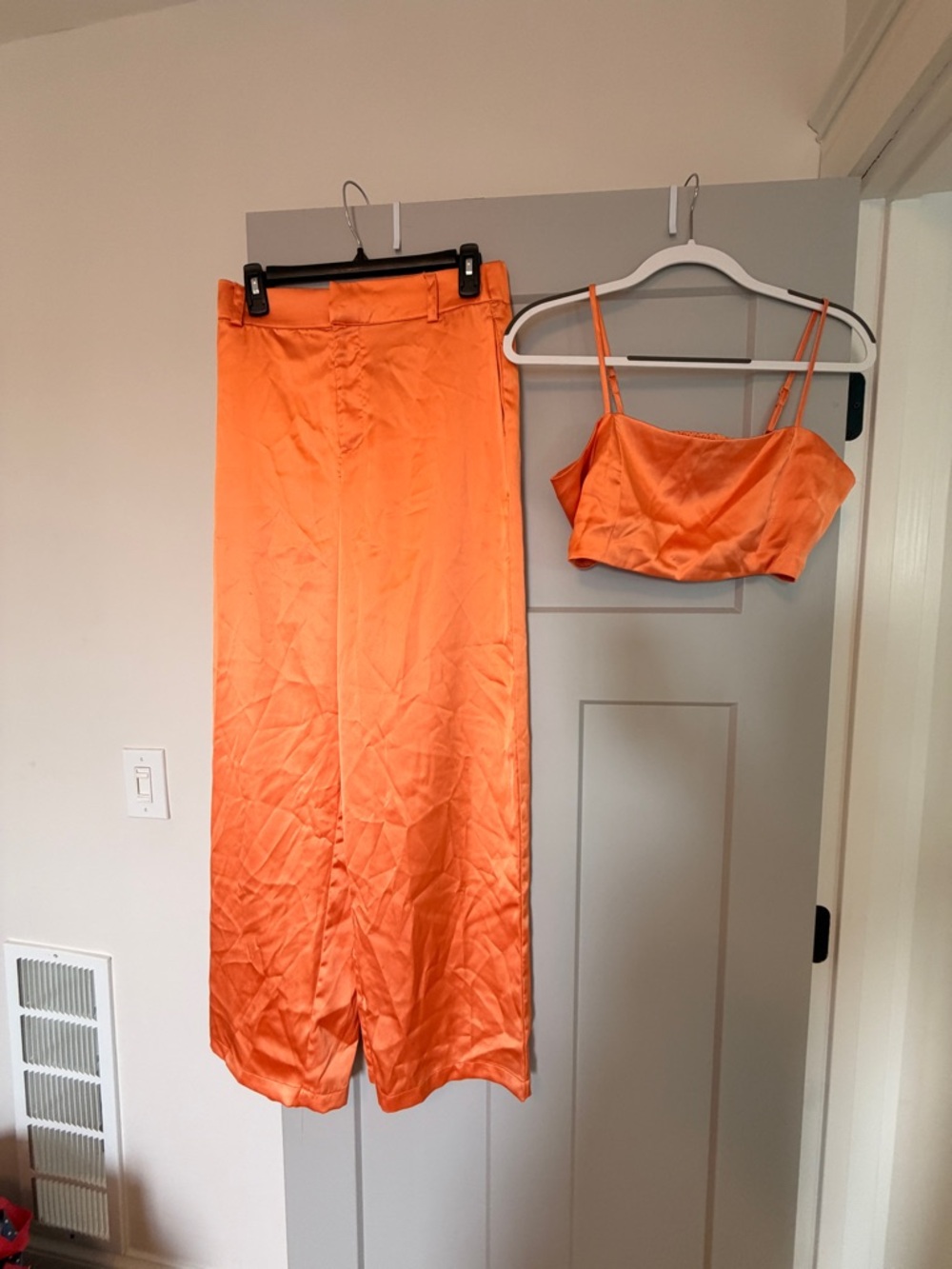 House of Harlow 1960 Orange Satin Two-Piece Set